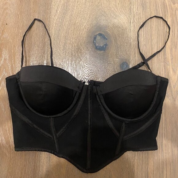 Oh Polly Black Corset Mesh Crop Top UK size 8; US size 4 - Picture 1 of 1